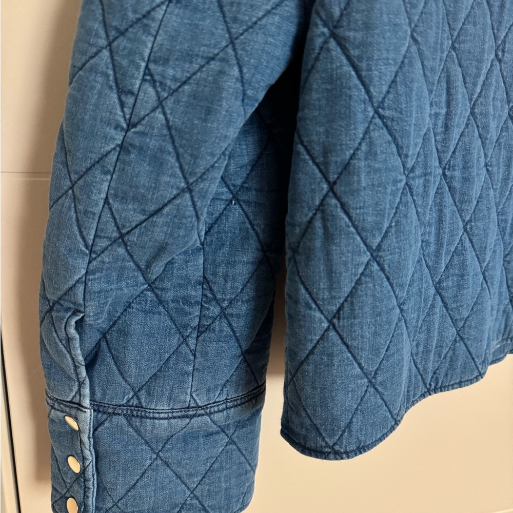 Sezane New Quilted Blue Denim Jacket - Picture 5 of 6